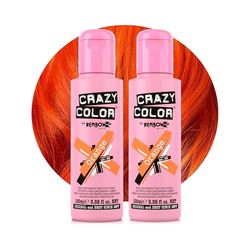 Crazy Color Vibrant Orange Semi-Permanent Duo Hair Dye. Highly Pigmented Vibrant Copper Conditioning & Oil Nourishing Vegan Formula | No Bleach or Ammonia | 200ml