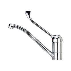 GRIFO MED 913 CROMO Monomando con maneral gerontológico para accionarse con mano o codo, cómoda utilización, fácil limpieza, aireador anticalcáreo