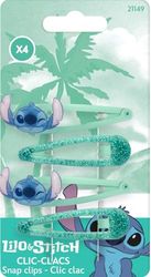 Disney STITCH - Set di 4 fermagli per capelli Clic Clac, colori casuali, prodotto ufficiale Disney