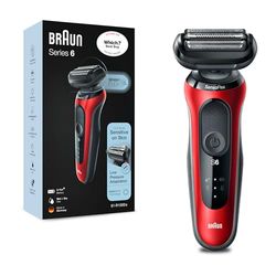 Braun Series 6 Electric Shaver With Travel Case, Compatible With EasyClick Attachments, 100% Waterproof, Wet & Dry, UK 2 Pin Plug, 60-R1000s, Red Razor, Rated Which Best Buy