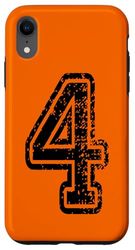 Number 4 Grungy College sports style black Case for iPhone XR