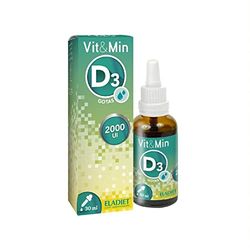 Eladiet Complemento Alimenticio Vit&Min con Vitamina D3 - 30 ml - Ayuda a Reforzar el Sistema Inmunológico - Contribuye a la Absorción del Calcio y Fósforo - Favorece el Mantenimiento de los Huesos