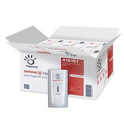 Papernet Defend Tech 416151 antibacteriële zeepdispenser, gerecyclede en antibacteriële kunststof, 6 stuks per verpakking, afmetingen: 22 x 13,9 x 11,6 cm, inhoud 0,5 l, wit