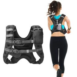VEVOR Giubbotto con Pesi 7,32kg, Giubbotto con Pesi Fibbia Regolabile, Spalline e Striscia Riflettente per Allenamento Fisico, Attrezzatura da Allenamento Bodybuilding, Corsa, Jogging Fitness, Nero