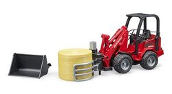 bruder 02192 - Schäffer landbouwlader 2630 met voorbak, balenklem en ronde balen, 1:16, landbouw, boerderij, wiellader