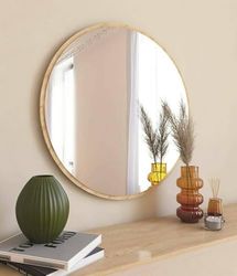 Dmora Euterpe Mirror, Mirror, Wall Decor, 60 x 2 x 60 cm, Oak