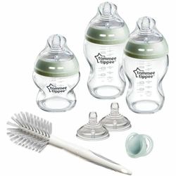 Tommee Tippee Zestaw dla noworodków ze szklanymi butelkami Natural Start, antykolkową butelką 150 ml i 250 ml, smoczek o średnim przepływie w kształcie piersi