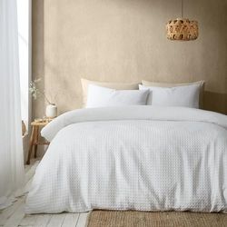 Pineapple Elephant Muscat Waffle Double Duvet Cover Set with Pillowcases White