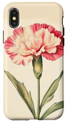 Fiore dell'illustrazione scientifica dell'annata del garofano Custodia per iPhone X/XS