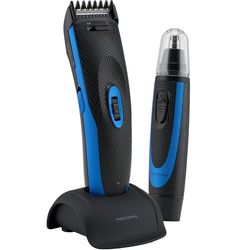 ProfiCare Set de Tondeuse Cheveux/Barbe + Epilateur Spécial Nez/Oreilles avec Accessoires Noire/Bleue