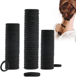 Élastiques Cheveux Fille 6mm,Lot de 50 élastiques à cheveux épais de 4 cm pour femme et fille, chouchous pour queue de cheval, noir