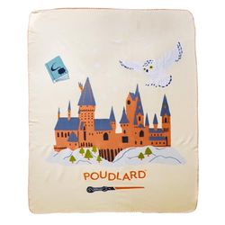 Harry Potter Hedwige School - Manta Polar (100% poliéster, 110 x 140 cm), Color Beige