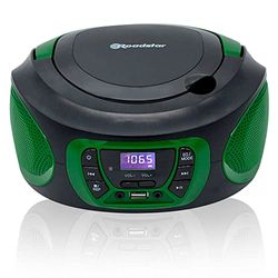 Draagbare radio stereo FM + CD - MP3-speler en USB-ingang groen