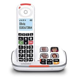 SWISSVOICE - Xtra 2355 - DECT - Téléphone Fixe Sans Fil - Larges Touches - Répondeur - Audio Boost - Sonneries Fortes - Compatible Aides Auditives - Blocage D'Appel - Blanc