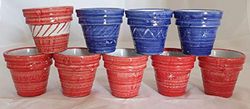 SEGNAPOSTO NATALIZIO VASI PER NATALE (SET 9 PEZZI) IN CERAMICA DI VIETRI DIPINTO A MANO; DIAMETRO CM. 8, ALTEZZA CM. 8,5 PORTACANDELA TERRACOTTA PIANTINE GRASSE