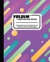 Voldim's wide range of composition notebooks. Wide lined paper, multicolor, 9-3/4 x 7-1/2 Inches, 100 sheets,