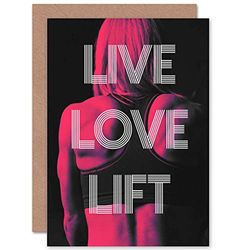 Wee Blue Coo Live Love Lift Word Art Blank Greeting Card