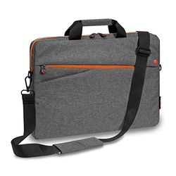 Pedea Bolso bandolera para portátil de hasta 15,6", color gris y naranja