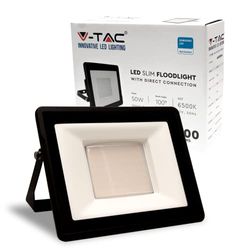 V-TAC Bianco Freddo Faro 50W con Chip Samsung e Connettore Diretto-[Ultima Generazione] -IP65-4000 Lumen-Proiettore LED Esterno Colore Nero-Impermeabile-6500K Luce