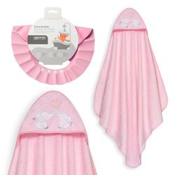Interbaby - Capa de Baño Bebé + Gorro Ajustable | Toalla con Capucha 100% Algodón, Unisex | Suave, Secado Rápido | Ideal para Recién Nacidos, Bebes y Niños Pequeños | Diseño Parejita Elefante