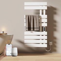 EMKE Elektrische badkamerverwarming, handdoekhouder, 500 x 1000 mm, wifi, intelligente handdoekradiator, elektrisch, voor Alexa en Google Home en app, wit, 350 W