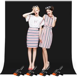 Heysliy Noir Toile de Fond, 2x3M/6.5 x 9.8ft Chromakey Blackscreen Background Photography, Portable Collapsible Photo Backdrop for Photo Studio,Streaming, Gaming, Youtube Videos