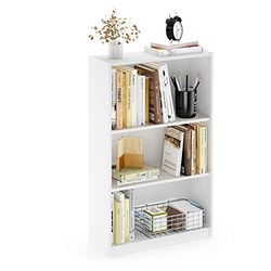 Furinno Bibliothèques, Bois, Blanc, Taille Unique, dense, One Size, 3 niveaux