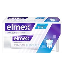 ELMEX - Pasta do zębów Clinical Expert - Pielęgnacja bieli szkliwa - Ochrona szkliwa i zapobieganie próchnicy - Do 3 odcieni bielszych - Zestaw 2x75 ml
