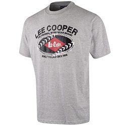 Lee Cooper arbetskläder LCTS014 Män arbetssäkerhetslogotyp tryck bomull rund hals t-shirt arbetskläder topp, XXL, grå Märgel, 1