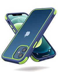 MobNano Funda para iPhone 12,Funda para iPhone 12 Pro,Silicona Transparente PC/TPU Bumper Antigolpes Caso para iPhone 12 12 Pro - Amarillo Verde/Azul