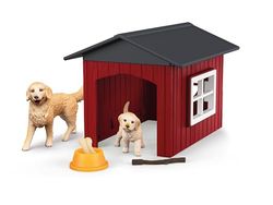 schleich FARM WORLD Hundkoja med golden retriever, från 3 år, 42722 - Bygglesaker, 9 Delar