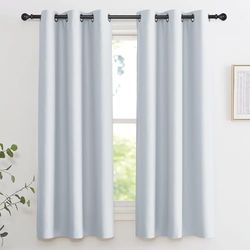KGORGE Cortinas para Dormitorio, 2 Paneles, 42 x 45 Pulgadas, Color Blanco grisáceo, con Ojales en la Parte Superior, Aislamiento térmico, oscurecimiento de la habitación, Cortinas de protección de
