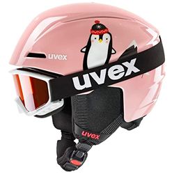 Uvex viti Set Casco Gafas de esquí, Niños Unisex, Pink Penguin, 46-50 cm