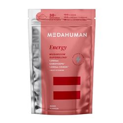 MEDAHUMAN® Energy | Cordyceps Mushroom Powder (30 Servings) | Adaptogen Superblend Mushroom Powder with Chaga, Maca Root and Green Tea Extract for Focus and Stamina | Berry Flavour