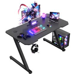 JUMMICO Scrivania Gaming 100 x 60 cm, Tavolo Gaming Ergonomica, Scrivania per Computer Postazione Gamer con Piano del Tavolo in Fibra di Carbonio Adatto Sia per i Giocatori Che per l'uso in Ufficio.