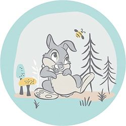 Komar Disney Dots DD1-044 - Papel pintado fotográfico de fieltro redondo y autoadhesivo (125 cm de diámetro, diámetro de 125 cm), diseño de conejo y ciervo