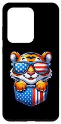 Coque pour Galaxy S20 Ultra Drapeau américain tigre 4 juillet dans poche Amérique maman papa
