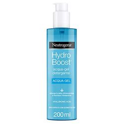 Neutrogena Hydro Boost Acqua Gel Detergente Viso, Detergente schiumogeno viso con Acido Ialuronico e agenti idratanti, Gel detergente con azione struccante, 200 ml