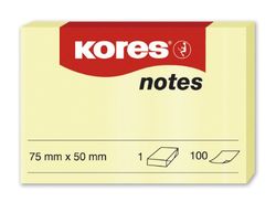 Kores - Bloc de notas adhesivas (75 x 50 mm, 12 bloques, 100 notas), color amarillo