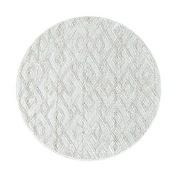 Muratap Pisa Modern Design Vloerkleed, laagpolig tapijt met zacht, hoogpolig, boho-stijl, kleurecht, geluidsisolerend en waterafstotend, grootte: Ø80 cm - rond, kleur: crème