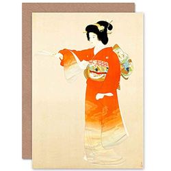 Wee Blue Coo CARD GREETING JAPANESE GEISHA LADY BRIGHT KIMONO GIFT