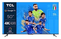 TCL 50P739 50 tums TV, 4K HDR, Ultra HD, Smart TV Powered by Google TV, ramlös design (Dolby Vision & Atmos, handsfree-röststyrning, kompatibel med Google Assistant & Alexa)
