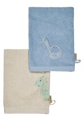 Sterntaler Dino Rexi myjka do mycia dla niemowląt, 2 sztuki, z chłonnej, miękkiej bawełny, zapewnia radość podczas kąpieli i pod prysznicem - myjka dla niemowląt i dzieci, niebieska