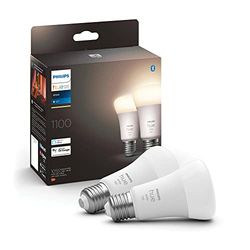 Philips Hue White Lampadina Smart LED, Attacco E27, 9.5 W, Luce Bianca, Dimmerabile, Controllo con Bluetooth e Hue App, Funziona con Alexa, Google Assistant e Apple HomeKit, Pack da 2