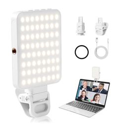 AiQInu Lumière Téléphone pour Selfie LED avec Clip,128 LED de Haute Puissance 3000-6500K,Batterie Rechargeable de 2000mAh,CRI95+,3 Modes d'éclairage, Lampe Vidéo à Pince Portable pour Phone Caméra
