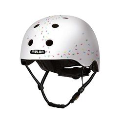 Melon Casco Bicicleta »Pop Ants« para Hombres y Mujere, Adultos y niños | Casco Urbano Seguro y Ligero para Ciclismo, monopatines y Bicicletas de montaña | Talla XXS-S (46-52 cm) Blanco Multicolore