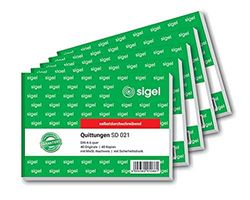 Sigel kwitantieblok A6 5 stuks. 5 Stuk / 40 Blatt