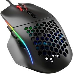 Glorious Gaming Model I Ratón gaming con cable - 69 g superligero, 2 botones intercambiables, RGB, deslizadores de PTFE, 9 botones programables, reposapulgares lateral - Negro