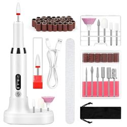 GlasFlength Ponceuse pour Ongles Professionnel, Lime a Ongle Electrique avec Base de Charge Sans Fil et 12 Forets Vitesse et Direction Réglables 15000 tr/Min Nail Drill pour Manicure et Pédicure