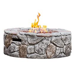 Peaktop Vuurtafels Buiten Ronde stenen afwerking 28 inch propaangasput HF09501AA-EU